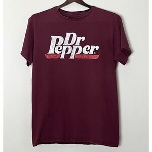 Dr Pepper T-Shirt Men's Medium‎ Burgundy Novelty Americana Humor BroCore Logo